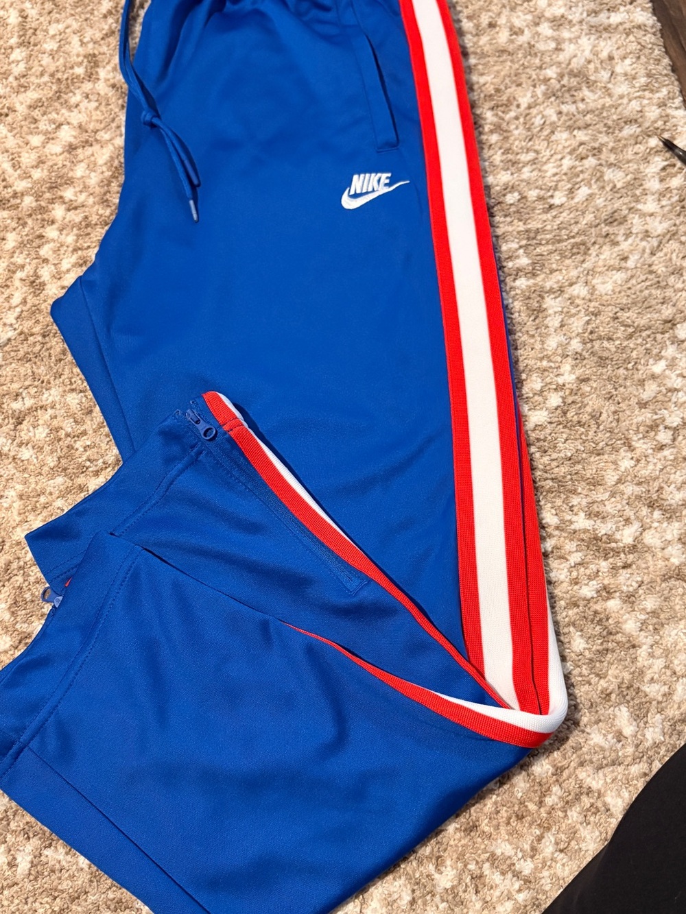 Nike Royal Blue Joggers with Red & White Side Stripes